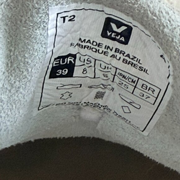 VEJA White Leather Sneakers V-10 Logo Lace Up Low Top Women's US 8 / EU 39 - Picture 6 of 8